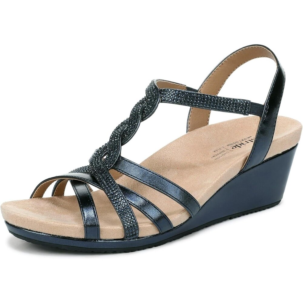 LifeStride Miami Women's Wedge Sandal, Lux Navy, Size 6.5